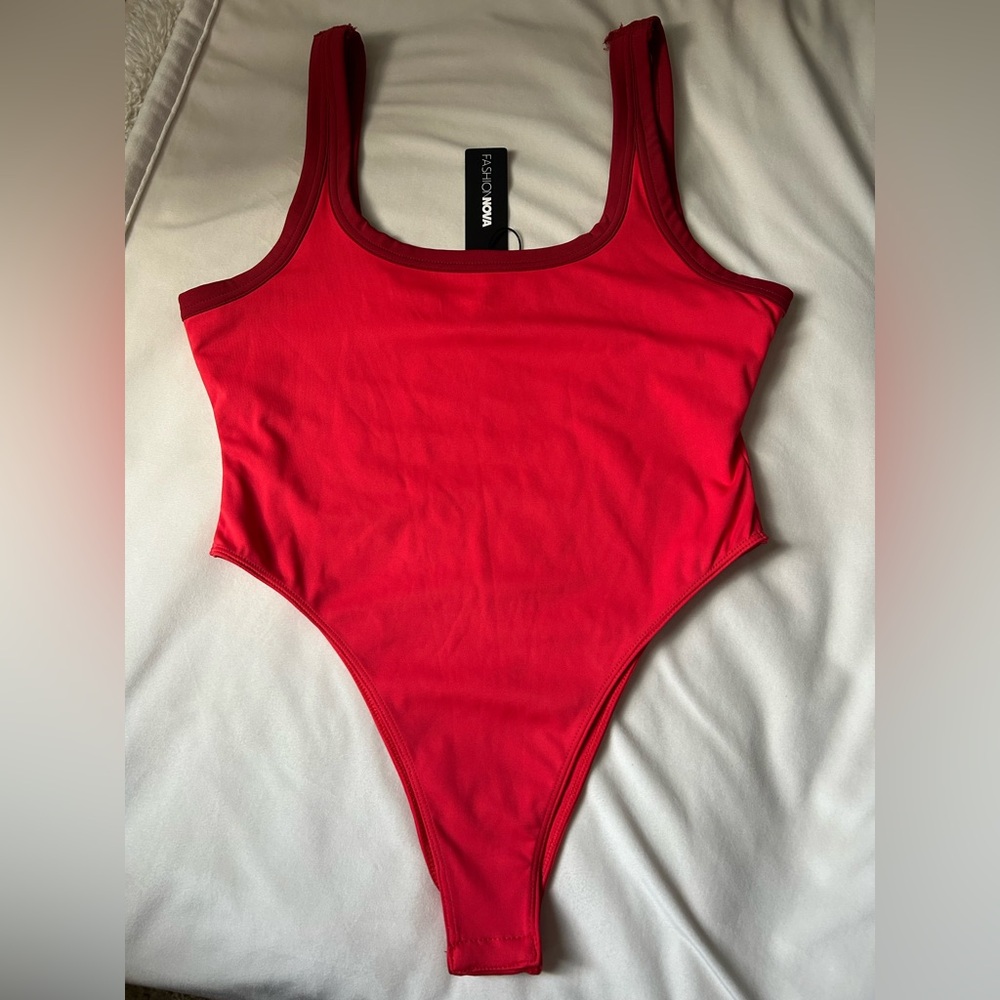 Fashion Nova Tomato Red One-Piece Swimsuit